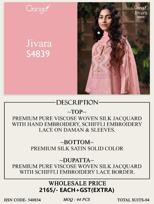 Ganga jivara 4839 wholesale georgette pakistani dress material